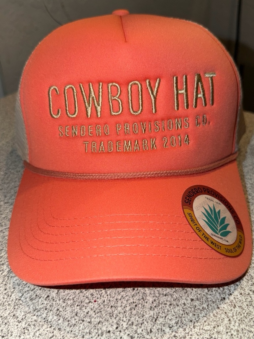 Sendero Provisions Men Orange Cowboy Hat Trucker Cap